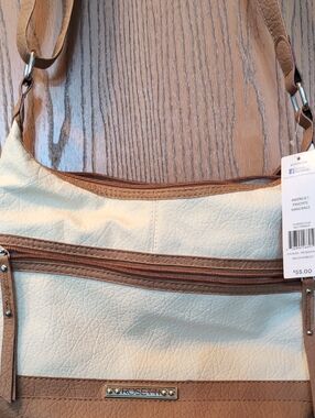 Rosetti Cream and Tan Two-Tone Crossbody Shoulder Bag